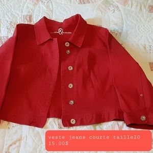 Veste de jeans rouge plus size